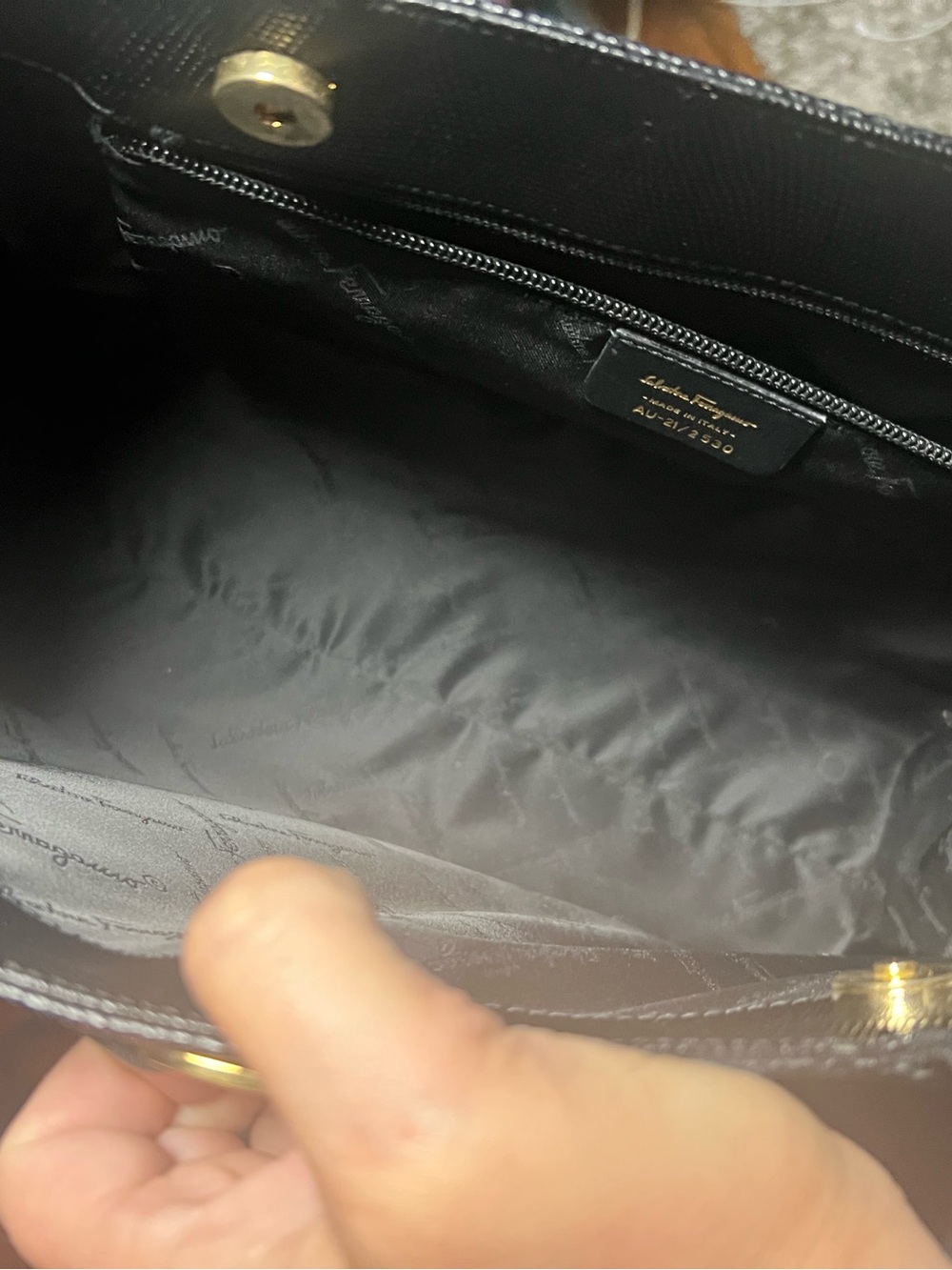 Salvatore Ferragamo Black Leather Tote with Gold Accent - Picture 4 of 4